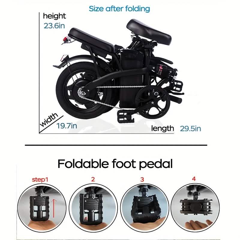 14" Folding Electric Bike — 48V Portable City Commuter E-Bike